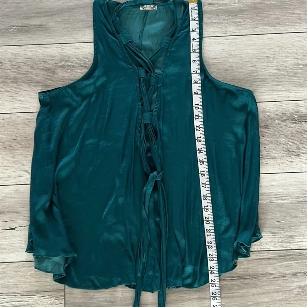 Free People size medium emerald green polyester tank top dressy